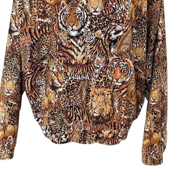 Vintage The Shell Game Animal Print Bomber Jacket Womens Size M Oversized Unisex - Picture 8 of 10